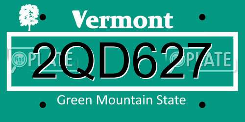 2QD627 Vermont License Plate