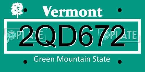 2QD672 Vermont License Plate