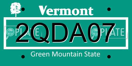 2QDA07 Vermont License Plate