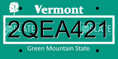 2QEA421 Vermont License Plate