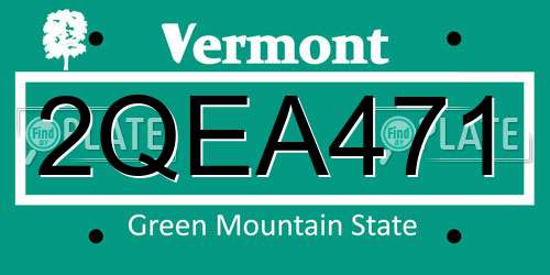2QEA471 Vermont License Plate