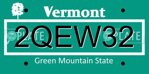 2QEW32 Vermont License Plate