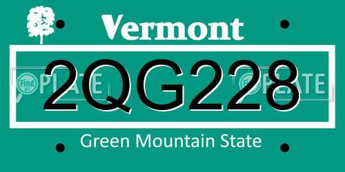2QG228 Vermont License Plate