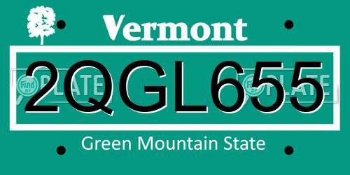 2QGL655 Vermont License Plate