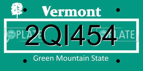 2QI454 Vermont License Plate