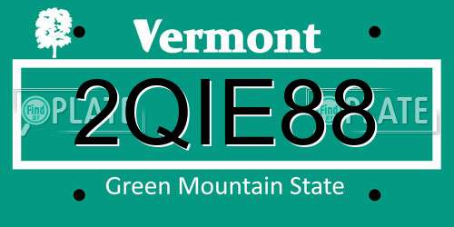 2QIE88 Vermont License Plate