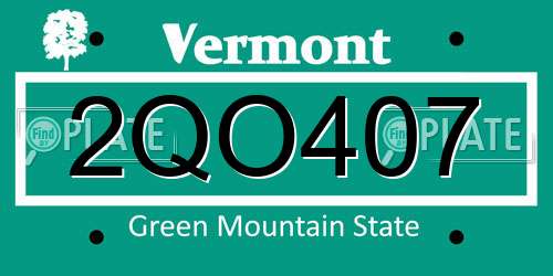 2QO407 Vermont License Plate