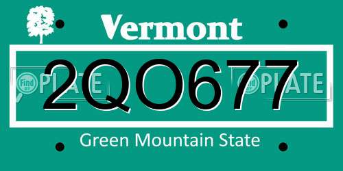 2QO677 Vermont License Plate