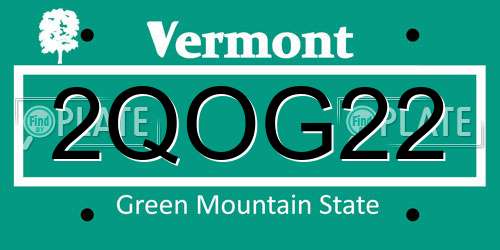 2QOG22 Vermont License Plate