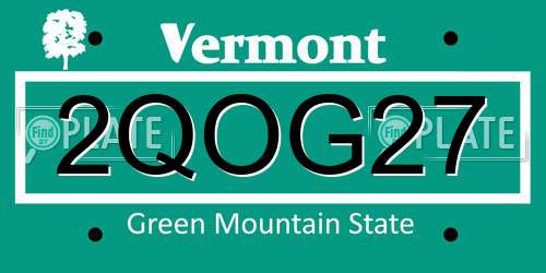 2QOG27 Vermont License Plate