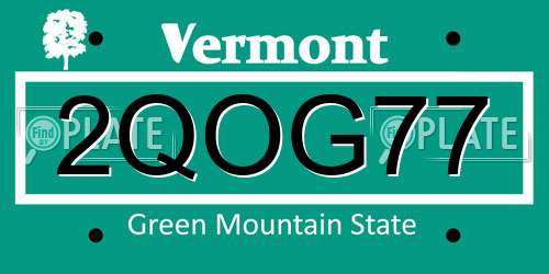 2QOG77 Vermont License Plate