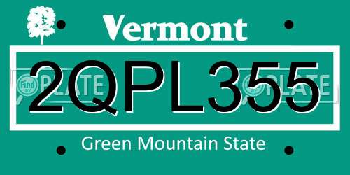 2QPL355 Vermont License Plate
