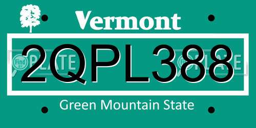2QPL388 Vermont License Plate