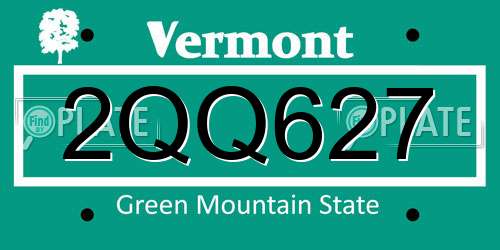 2QQ627 Vermont License Plate