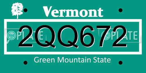 2QQ672 Vermont License Plate