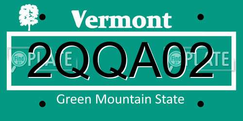 2QQA02 Vermont License Plate