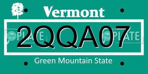 2QQA07 Vermont License Plate