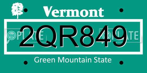 2QR849 Vermont License Plate