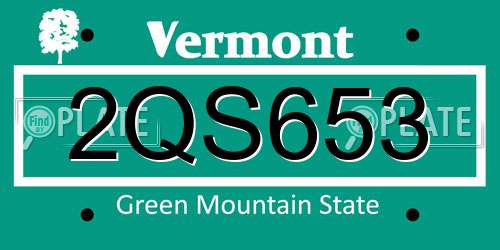 2QS653 Vermont License Plate