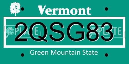 2QSG83 Vermont License Plate