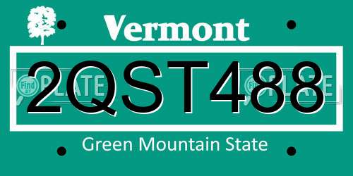 2QST488 Vermont License Plate
