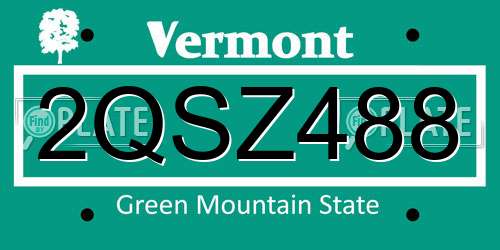 2QSZ488 Vermont License Plate