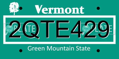 2QTE429 Vermont License Plate