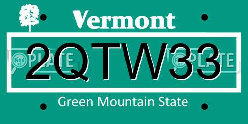 2QTW33 Vermont License Plate