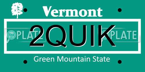 2QUIK Vermont License Plate