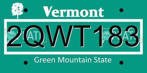 2QWT183 Vermont License Plate