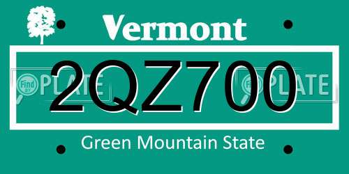 2QZ700 Vermont License Plate