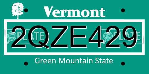 2QZE429 Vermont License Plate