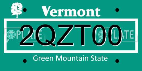 2QZT00 Vermont License Plate
