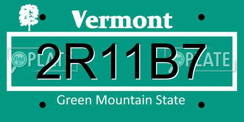 2R11B7 Vermont License Plate