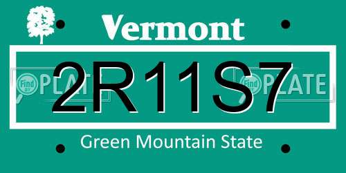 2R11S7 Vermont License Plate