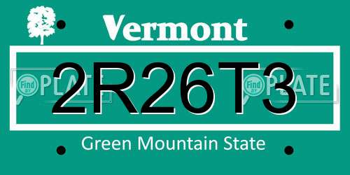 2R26T3 Vermont License Plate