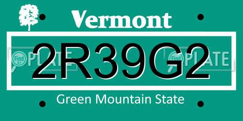 2R39G2 Vermont License Plate
