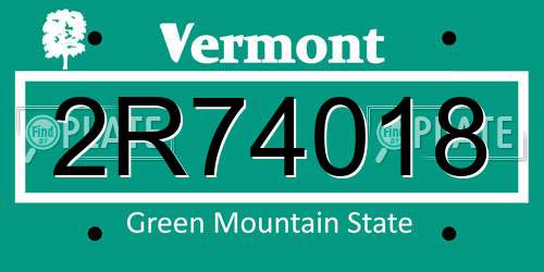 2R74018 Vermont License Plate