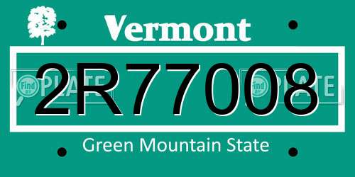 2R77008 Vermont License Plate