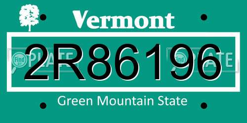 2R86196 Vermont License Plate