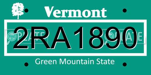 2RA1890 Vermont License Plate