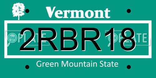 2RBR18 Vermont License Plate
