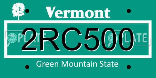 2RC500 Vermont License Plate
