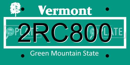 2RC800 Vermont License Plate