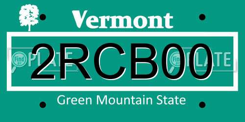 2RCB00 Vermont License Plate