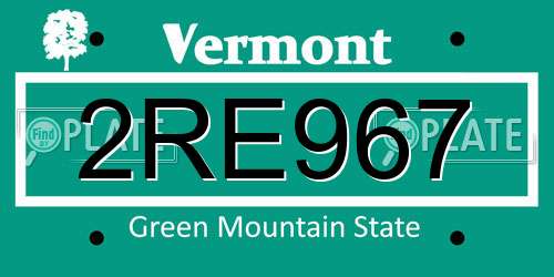 2RE967 Vermont License Plate