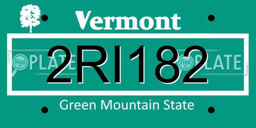 2RI182 Vermont License Plate