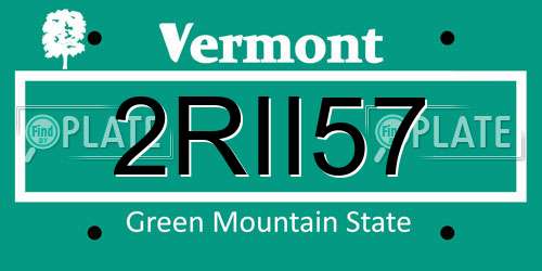 2RII57 Vermont License Plate