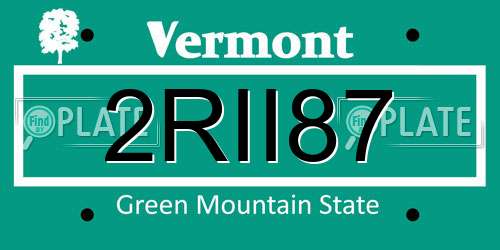 2RII87 Vermont License Plate