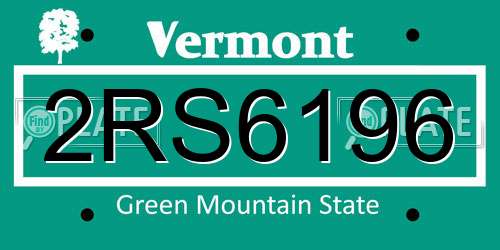 2RS6196 Vermont License Plate